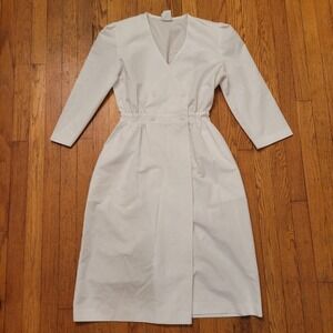 Peaches 10 Dress White Double Breasted Puff Sleeve Vintage 80s Uniform Nurse